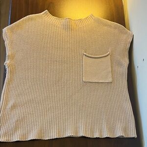 Beige Knit Short Sleeve Top